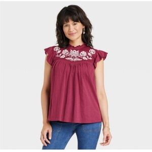 Knox Rose Short Sleeve Embroidered Top size XXL